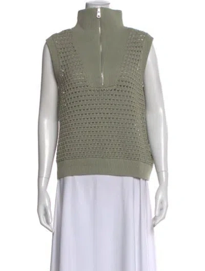 Pre-owned Varley Mock Neck Sweater In Green