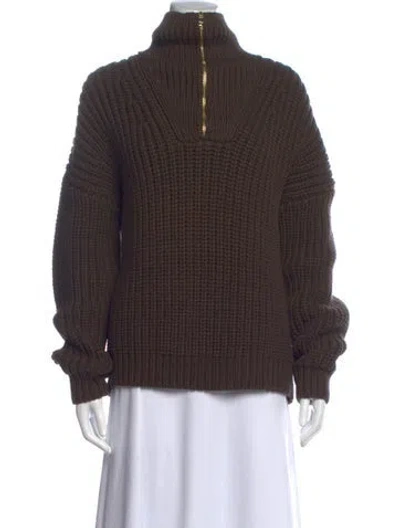 Pre-owned Varley Mock Neck Sweater In Green