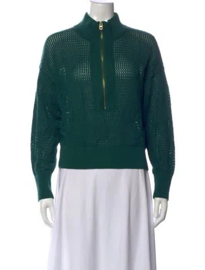 Pre-owned Varley Mock Neck Sweater In Green
