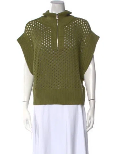 Pre-owned Varley Mock Neck Sweater In Green