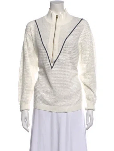 Pre-owned Varley Mock Neck Sweater In White
