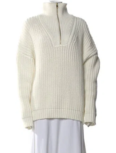 Pre-owned Varley Mock Neck Sweater In White