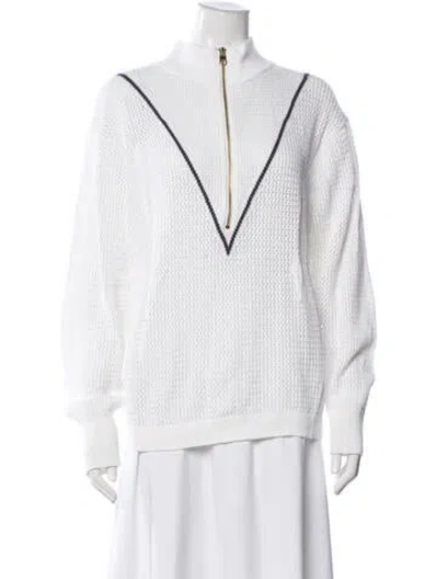 Pre-owned Varley Mock Neck Sweater In White