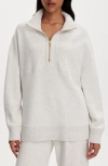 Varley Molly Longline Doublesoft® Half Zip Sweatshirt In White