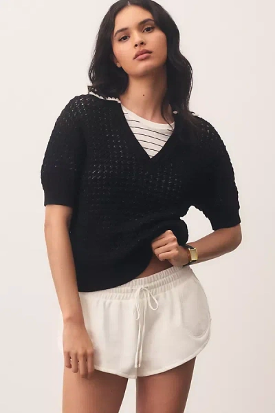 Varley Monte Short-sleeve V-neck Sweater In Black