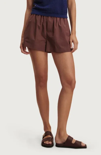 Varley Morales Cotton Poplin Shorts In Brown