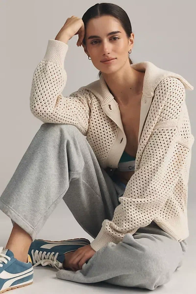 Varley Myrtle Buttondown Knit Top In Gray