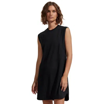 Varley Naples Shift Dress Women's Black Stretch Relaxed Fit Sleeveless Red815