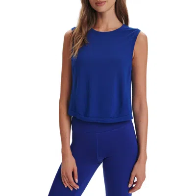 Varley Nate Seamless Crop Tank In Blue