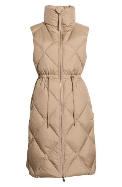 Varley Navine Quilted Longline Down Vest In Brown