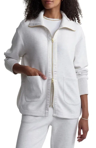 Varley Niamh Knit Zip Jacket In Ivory Marl