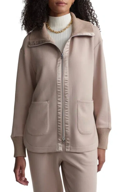 Varley Niamh Knit Zip Jacket In Light Taupe