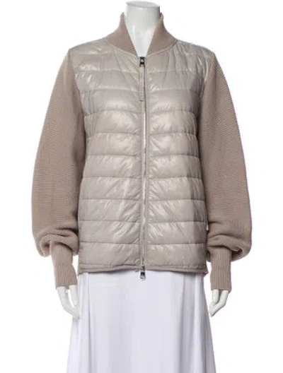 Pre-owned Varley Nylon Bomber Jacket In Gray