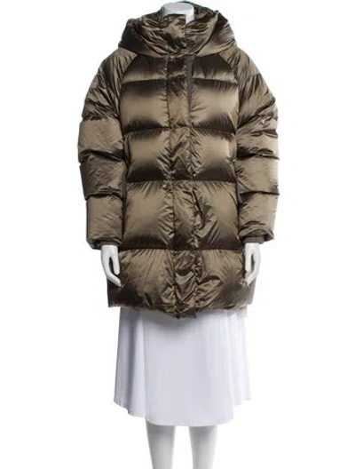 Pre-owned Varley Nylon Down Coat In Brown