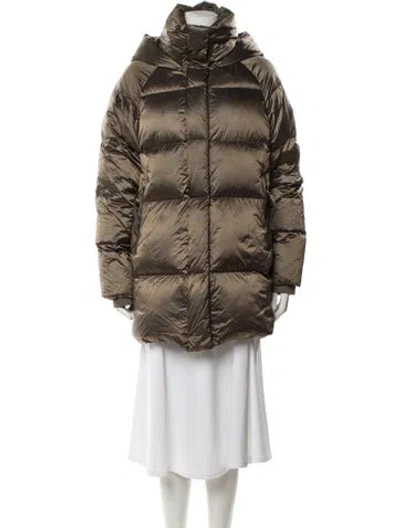Pre-owned Varley Nylon Down Coat In Brown