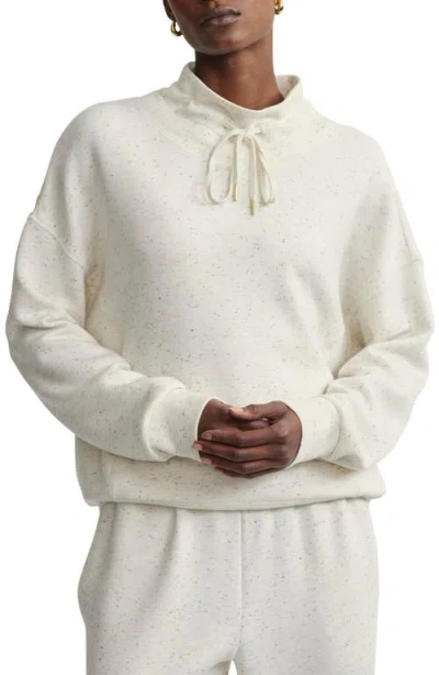 Varley Oakdale Drawstring Sweatshirt In Ivory Marl Fleck