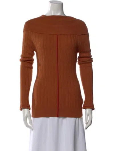 Pre-owned Varley Off-the-shoulder Sweater In Brown