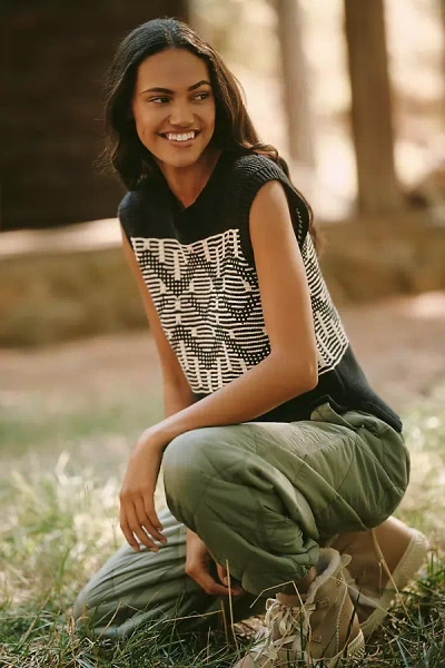 Varley Oline Fairisle Cotton Wool Blend Top In Black