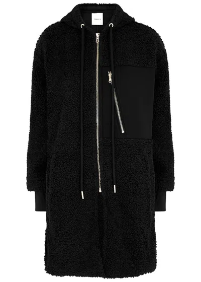 Varley Olympus Black Hooded Faux Shearling Jacket