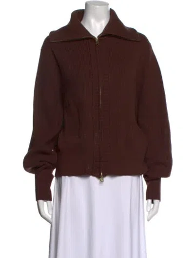 Pre-owned Varley Open Front Sweater In Brown