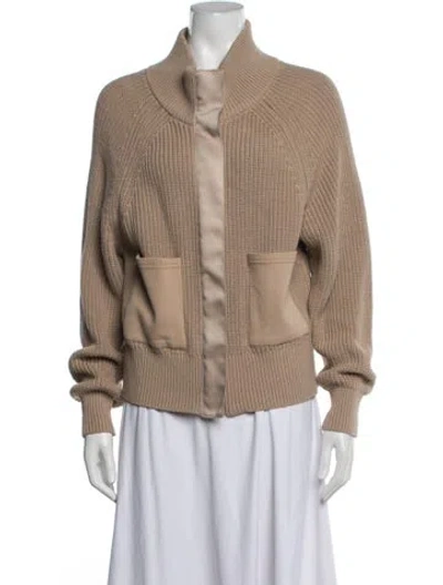 Pre-owned Varley Open Front Sweater In Brown
