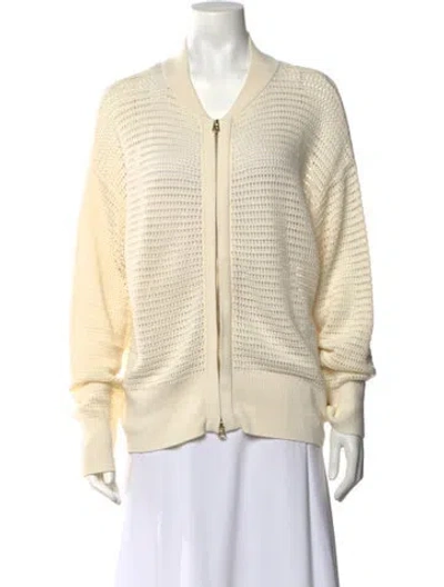 Pre-owned Varley Open Front Sweater In White