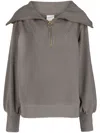Varley Oversize-collar Ribbed Jumper In Grey