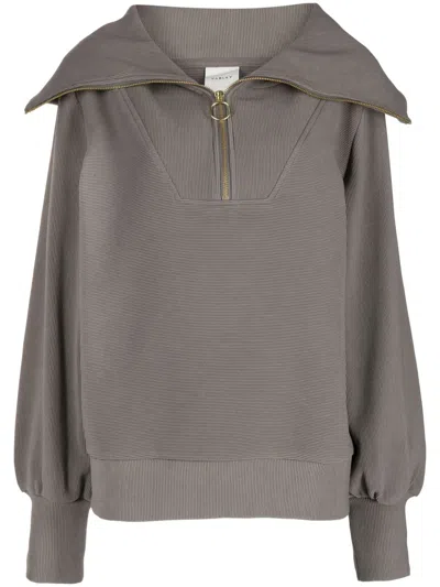 Varley Oversize-collar Ribbed Jumper In Grey