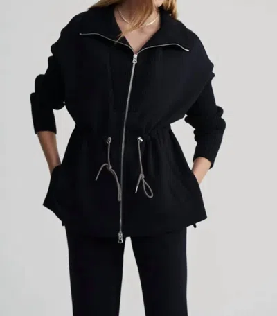Varley Palen Longline Zip-through Sweatshirt In Black