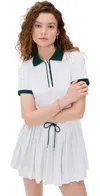 Varley Paloma Short-sleeve Court Mini Dress In White/forest