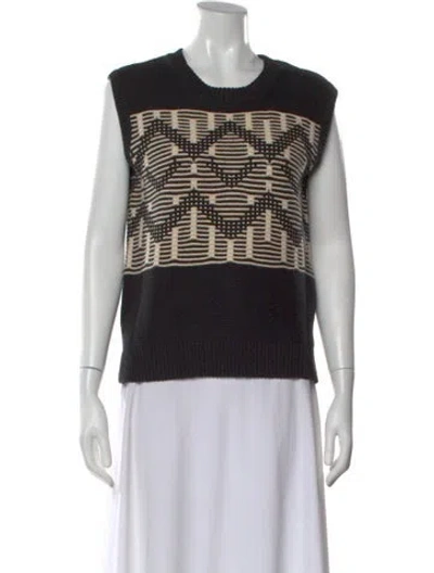 Pre-owned Varley Patterned Crew Neck Sweater In Black