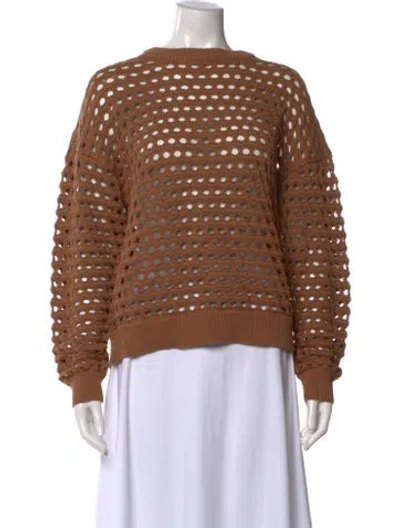 Pre-owned Varley Patterned Crew Neck Sweater In Brown