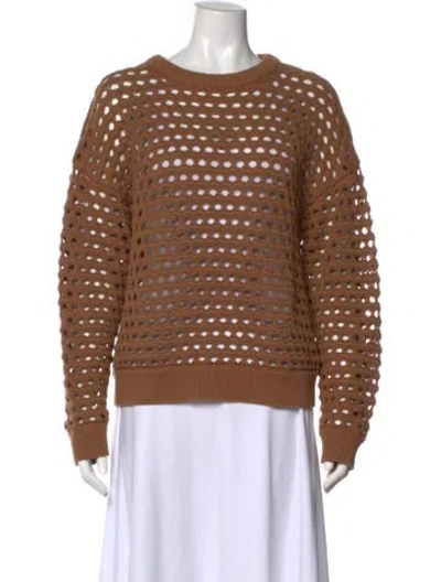 Pre-owned Varley Patterned Crew Neck Sweater In Brown