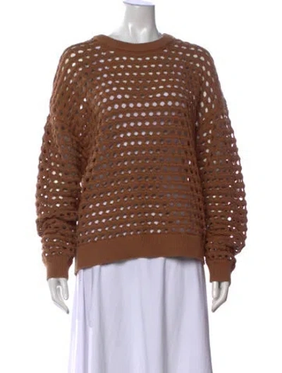 Pre-owned Varley Patterned Crew Neck Sweater In Brown