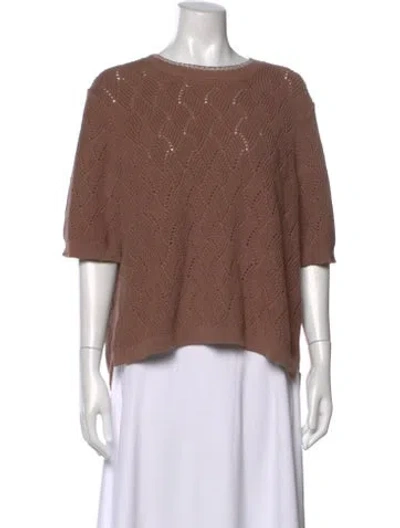 Pre-owned Varley Patterned Crew Neck Sweater In Brown