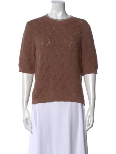 Pre-owned Varley Patterned Crew Neck Sweater In Brown