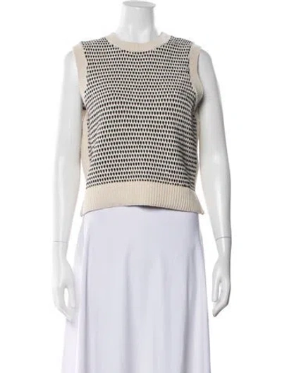Pre-owned Varley Patterned Crew Neck Sweater In White