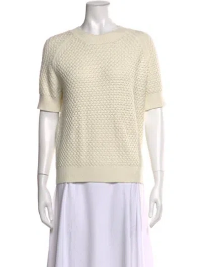 Pre-owned Varley Patterned Crew Neck Sweater In White