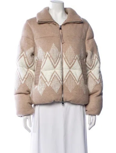 Pre-owned Varley Patterned Down Coat In Neutrals