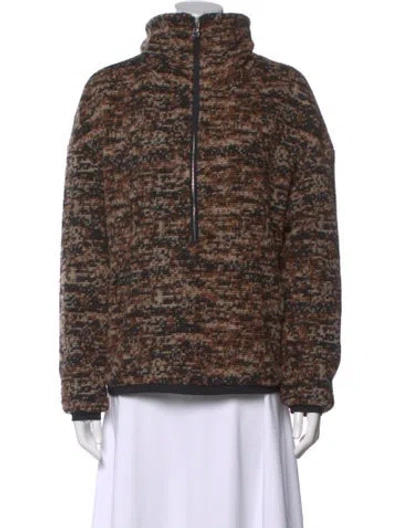 Pre-owned Varley Patterned Mock Neck Sweater In Brown