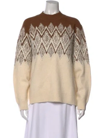 Pre-owned Varley Patterned Mock Neck Sweater In Neutral