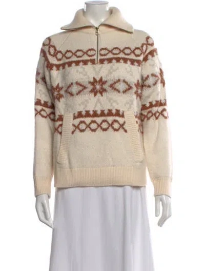 Pre-owned Varley Patterned Mock Neck Sweater In Neutral