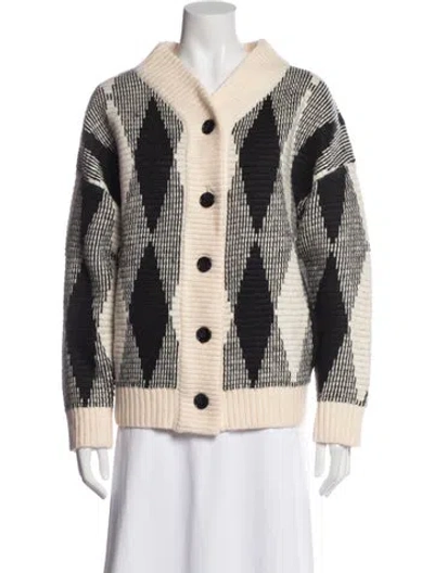 Pre-owned Varley Patterned Open Front Sweater In Neutral