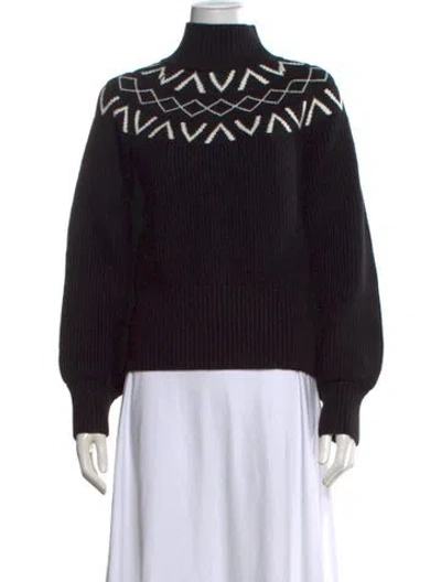 Pre-owned Varley Patterned Turtleneck Sweater In Black