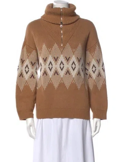 Pre-owned Varley Patterned Turtleneck Sweater In Neutrals