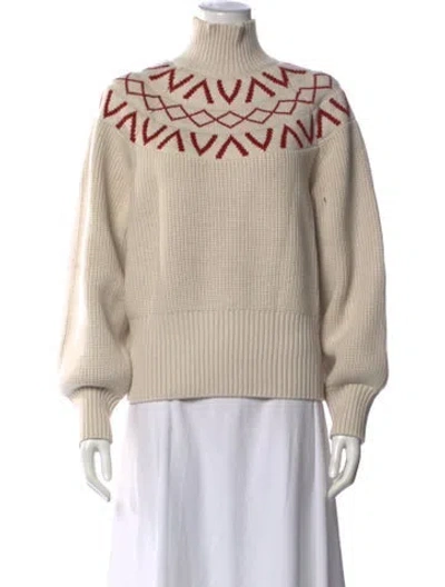 Pre-owned Varley Patterned Turtleneck Sweater In Neutrals