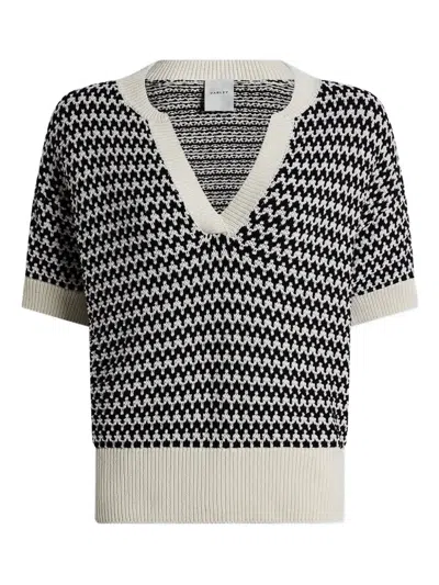 Varley Patterned V-neck Top In Black