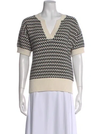 Pre-owned Varley Patterned V-neck Sweater In Neutral