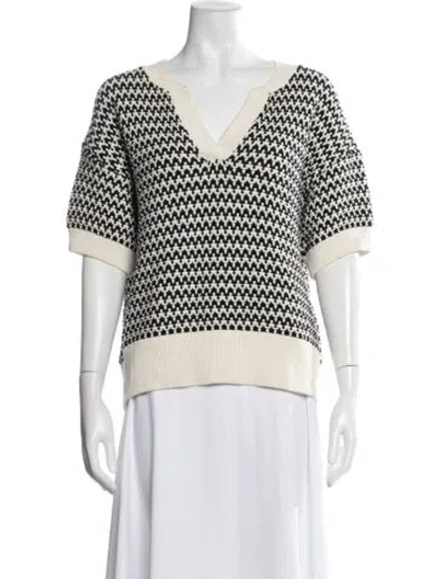 Pre-owned Varley Patterned V-neck Sweater In Neutrals