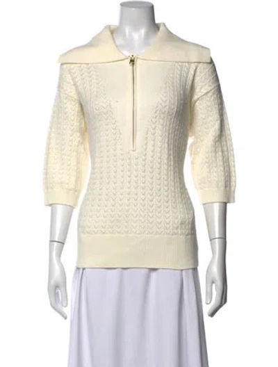 Pre-owned Varley Patterned V-neck Sweater In Neutrals